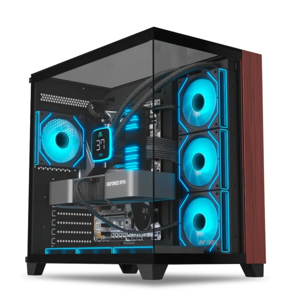 Ant Esports Crystal Wood ATX Gaming Cabinet-Black1