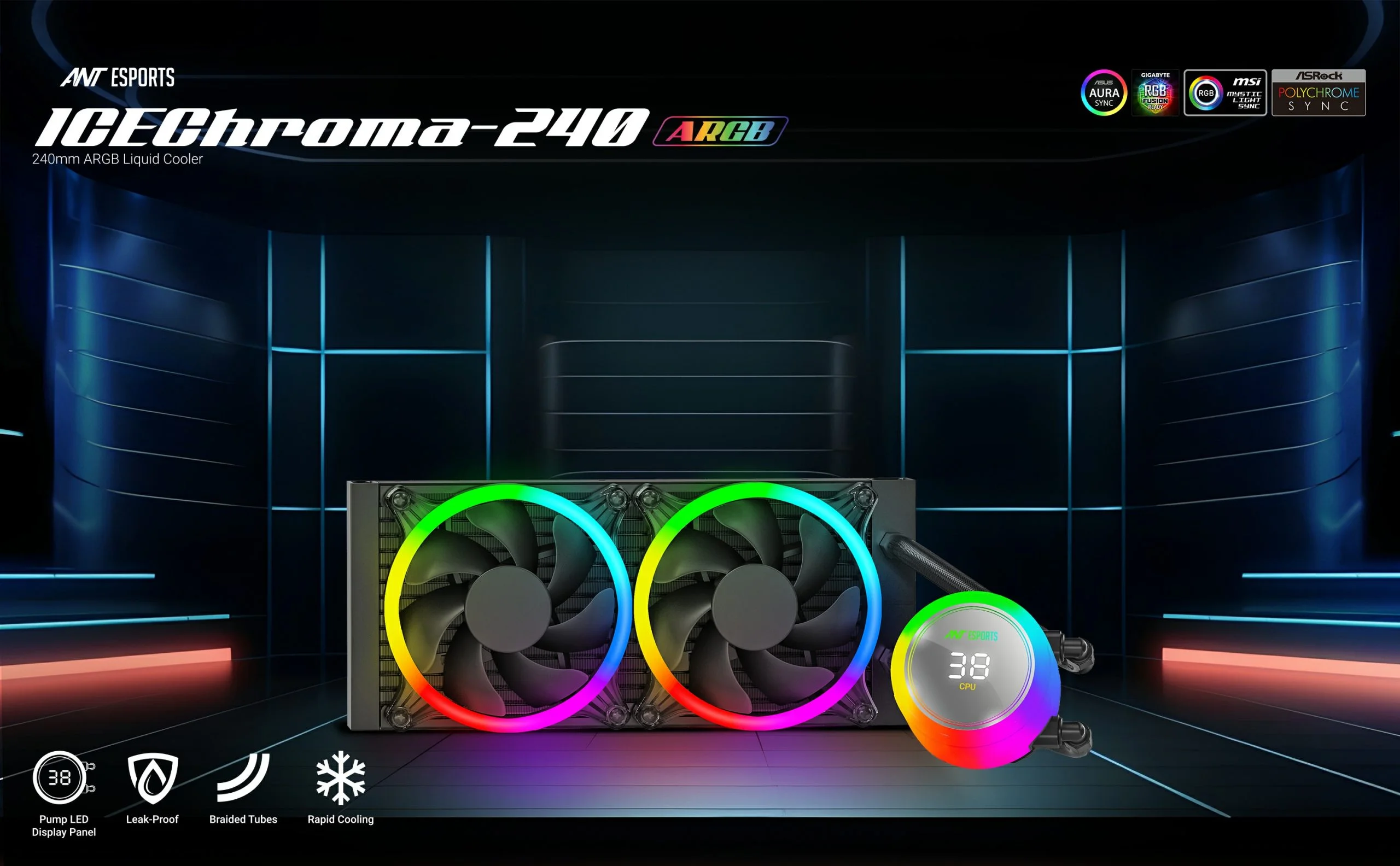 Ant Esports ICE Chroma 240 ARGB 240mm ARGB Liquid Cooler1