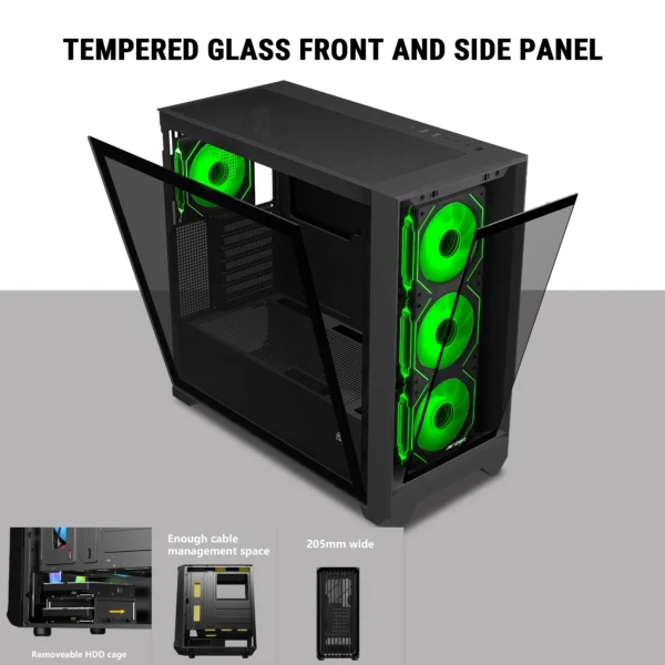 Ant Esports 621 C3 ATX Computer CaseGaming Cabinet - Black (14)