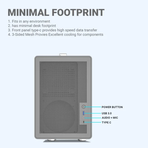 Ant Esports Box C Air Mini Tower Portable Cabinet - Grey (9)