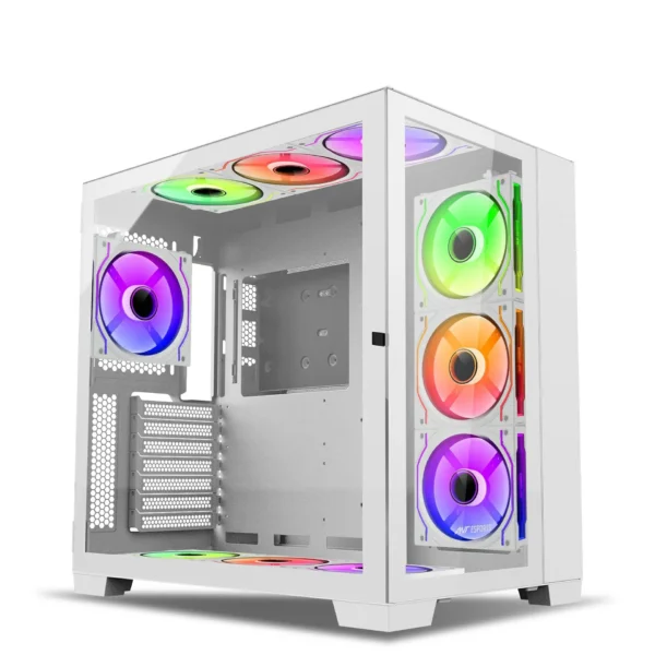 Ant Esports Crystal XL Dual-Chamber Gaming Cabinet - White (1)