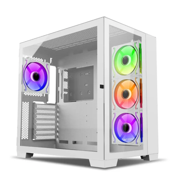 Ant Esports Crystal XL Dual-Chamber Gaming Cabinet - White (2)