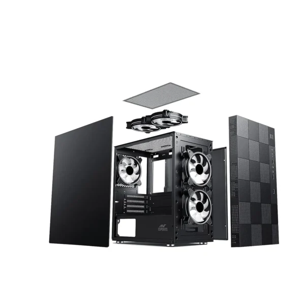 Ant Esports Elite 1000 PS Mid Tower Gaming Cabinet - Black (8)