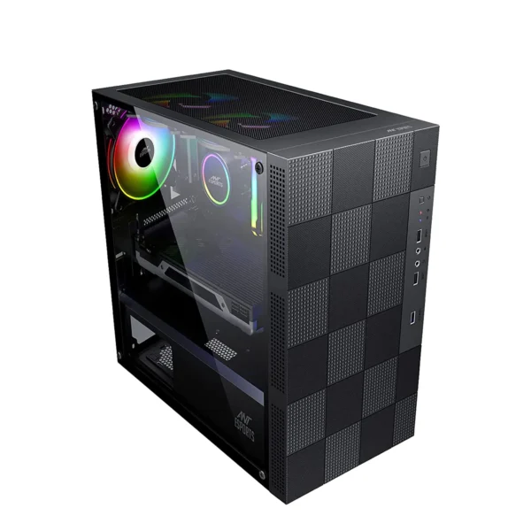 Ant Esports Elite 1000 TG Mid Tower Gaming Cabinet - Black (2)