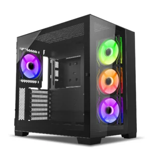 Ant Esports Crystal XL Dual-Chamber Cabinet With Fan - Black
