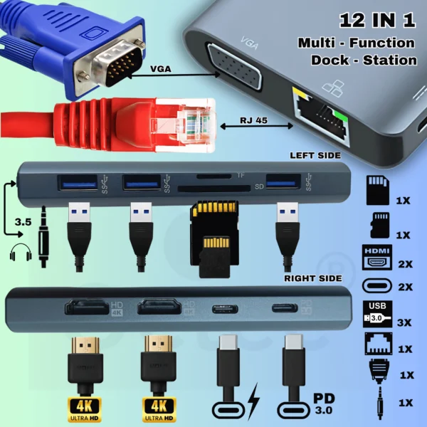 Octec 12 in 1 USB-C Multi-port Hub-4